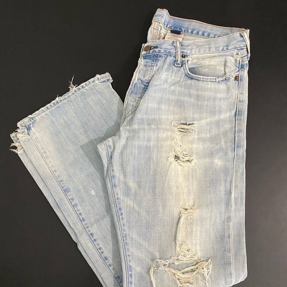 Vintage Abercrombie & Fitch Thrashed Jeans Indie Sleaze Skate Hip Hop Mud Wash - Picture 9 of 17